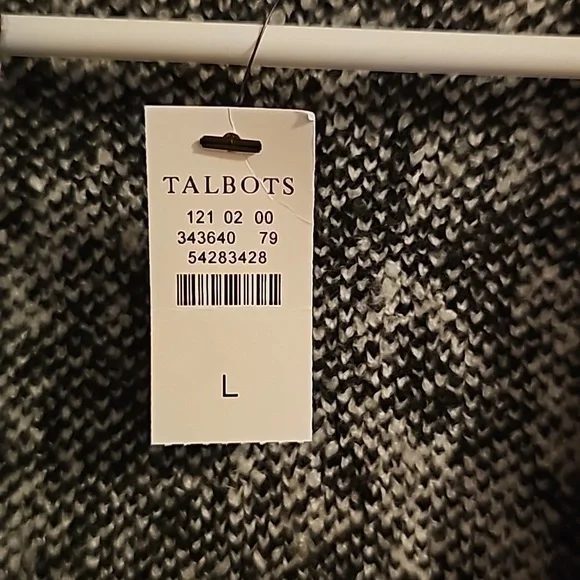 Talbots soft Open front leopard print black white cardigan sz large new - Picture 5 of 7